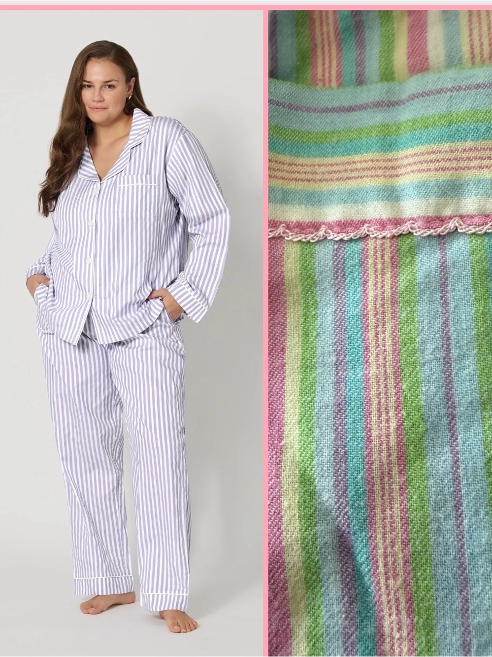 Women's Dreams & Co. Pajama Set 4X Multi-color Striped Cotton Sleepwear